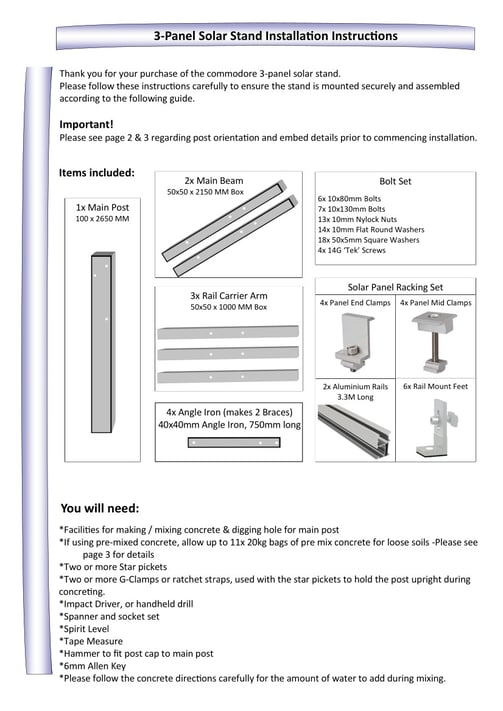 Sams 3 panel stand instructions - 30-3-23